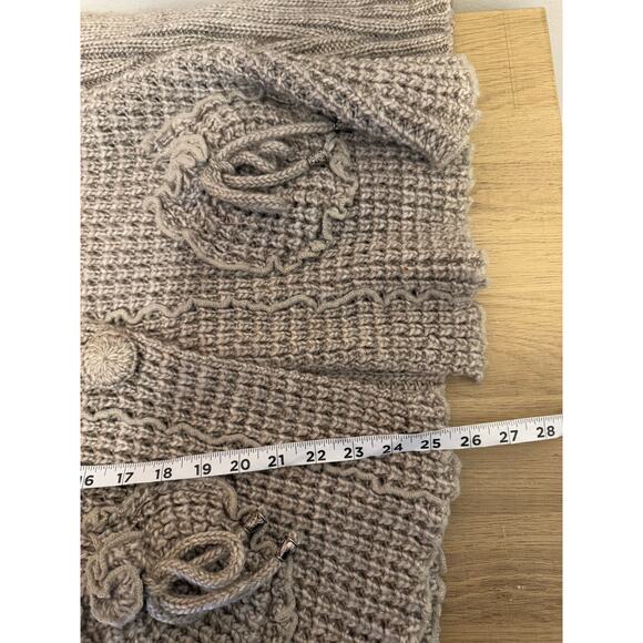 WOOL BLEND CARDIGAN SWEATER WITH FAUX FUR TRIM John Fashion M - Picture 3 of 7